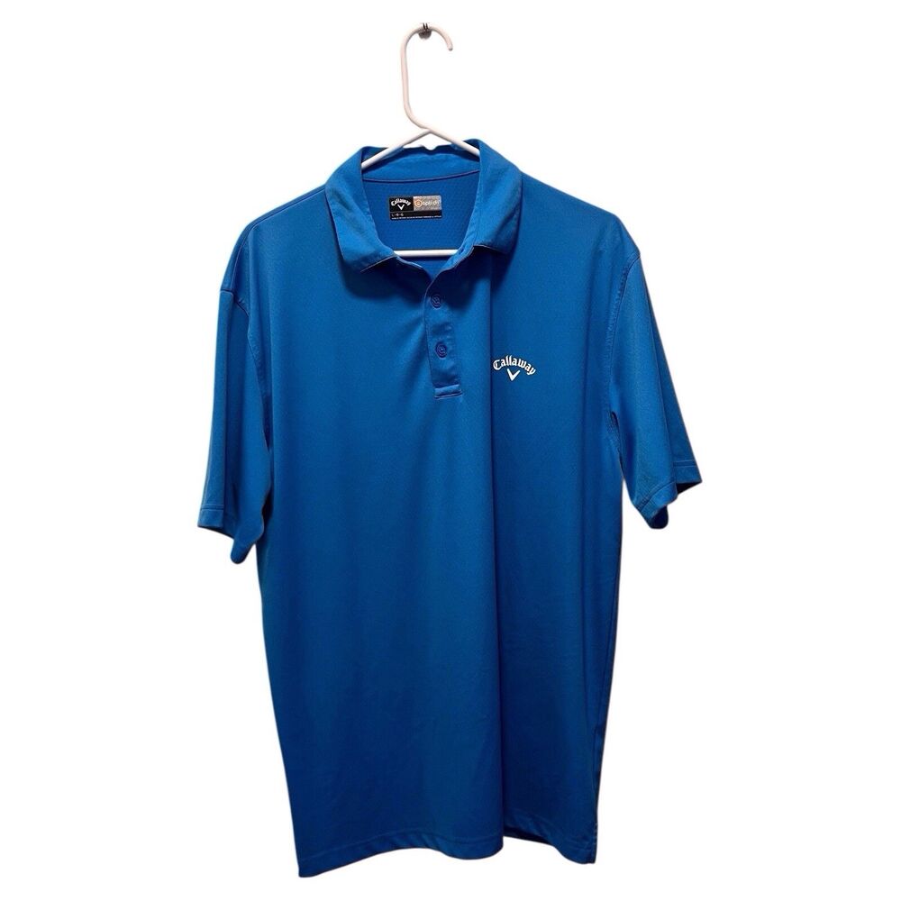 Callaway Golf Opti Dri Polo Shirt Size Large Lt Blue Active Stretch Short Sleeve